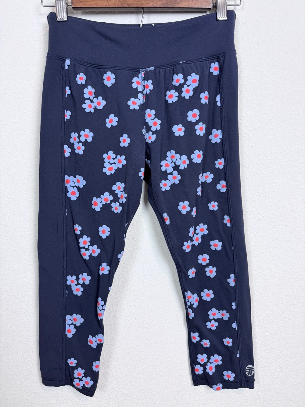 Tory Sport Navy Floral Cropped Leggings S